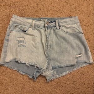 Stylish Light Blue Distressed Denim Shorts